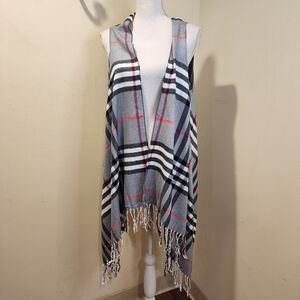 Plaid Fringe Vest Or Scarf